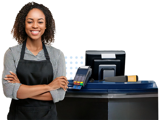 Empleada usando Sistema POS Negocios y Pymes de Loggro